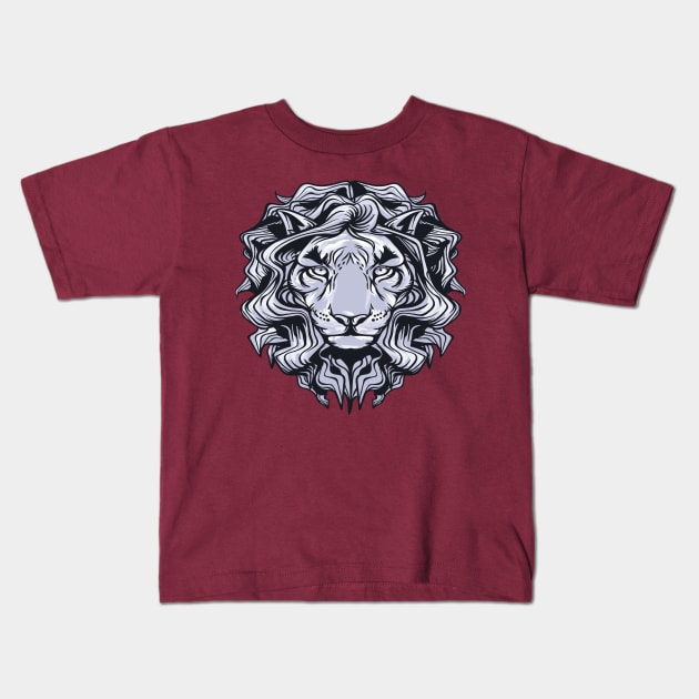 Lion Head Kids T-Shirt by Mako Design 